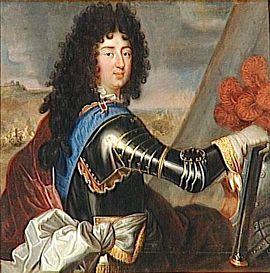 Philippe de France portant une armure à fleur de lys et le cordon bleu de l'Ordre du Saint-Esprit.